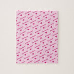 Girly Pink Repeating Name & Hearts Jigsaw Puzzle<br><div class="desc">This fun puzzle will keep her entertained for long hours when stuck inside. Features a cute fun girly pattern of her name alternating with hearts on a pink background. A difficult pattern for a puzzle making it a nice challenge.</div>