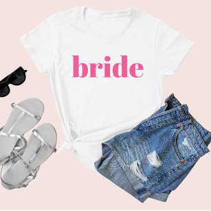 Girly Pink Retro Modern Bride Bachelorette T-Shirt