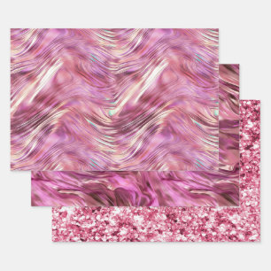 Girly Pink Rose Gold Blush Glam Wrapping Paper Sheet
