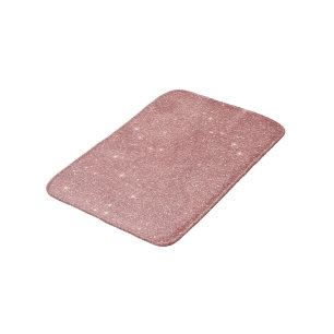 Girly Pink Rose Gold Chic Faux Glitter Pattern Bath Mat