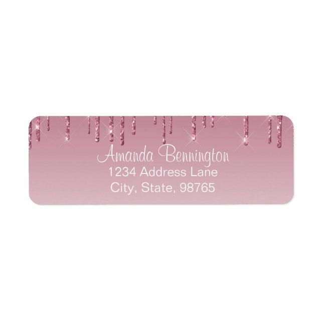 Girly Pink Rose Gold Dripping Faux Glitter (Front)