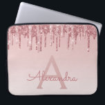 Girly Pink Rose Gold Glitter Drips Monogram Laptop Sleeve<br><div class="desc">Blush Pink - Rose Gold Faux Dripping (Drips) Glitter and Sparkle Elegant Monogram Laptop Computer Case. This monogrammed case can be customized to include your initial and first name.</div>