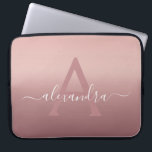 Girly Pink Rose Gold Mongram Ombre Gradient Laptop Sleeve<br><div class="desc">Girly Pink Rose Gold Mongram Ombre Gradient Elegant Monogram Laptop Computer Case. This monogrammed case can be customized to include your initial and first name.</div>