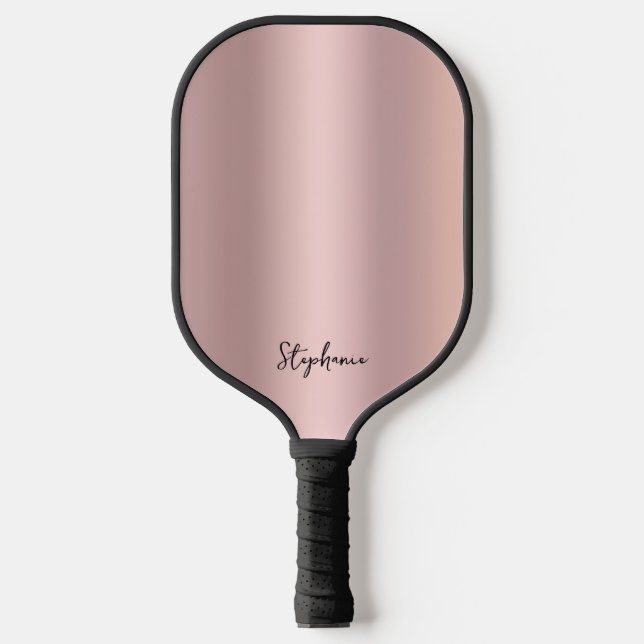 Girly Pink Rose Gold Ombre Pickleball Paddle (Front)
