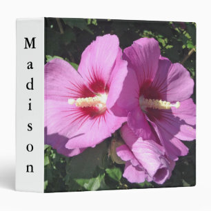 Girly Pink Rose of Sharon Photo Personalized  Binder