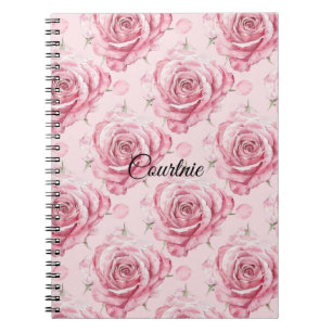Girly Pink Roses Floral Notebook