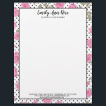 Girly Pink Roses Script Girly Floral Stationary Letterhead<br><div class="desc">Create your own stationary|letterhead l with this "Girly Pink Roses & Polka Dot Accents" template. So simple to make it your own. Feminine letterhead/stationary is perfect for any female professional, event, wedding planner, florist, make-up artist, hair stylist, photographer or personal use. *For further customization, please use the "Customize Further" Link...</div>