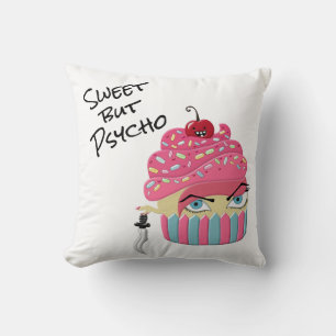 Girly Pink Scary Cartoon Cupcake Halloween Decor Throw Pillow