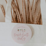 Girly pink script bachelorette party favour gift 1 inch round button<br><div class="desc">Girly pink script bachelorette party favour gift</div>