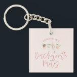 Girly pink script bachelorette party favour gift keychain<br><div class="desc">Girly pink script bachelorette party favour gift</div>