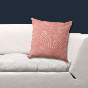 Girly Pink Sea Shell Pattern Throw Pillow