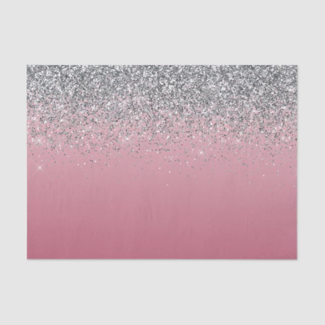 Girly Pink Silver Sparkle Glitter       Tissue Paper (Front)