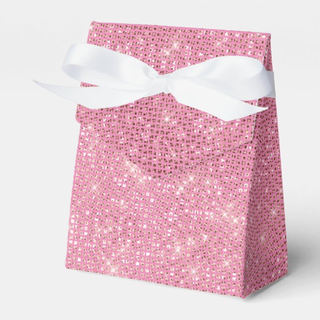 Girly Pink Sparkle Glam Favor Box (Front Side)