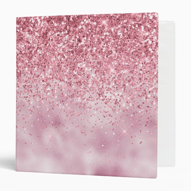 Girly Pink Sparkle Glitter Binder (Front/Inside)