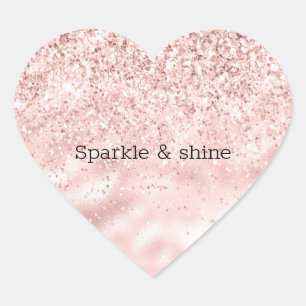 Girly Pink Sparkle Glitter personalized Heart Sticker