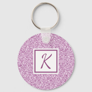 Girly Pink Sparkle Monogrammed Keychain