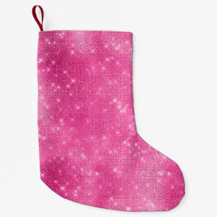 Girly Pink Sparkle Small Christmas Stocking