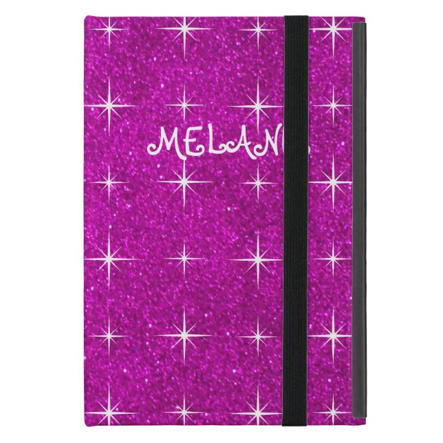 Girly pink sparkly glitter custom Ipad mini case (Front Closed)