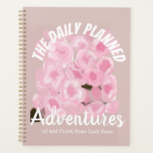 Girly Pink Spring Custom Name Sakura Blossoms Planner (Front)
