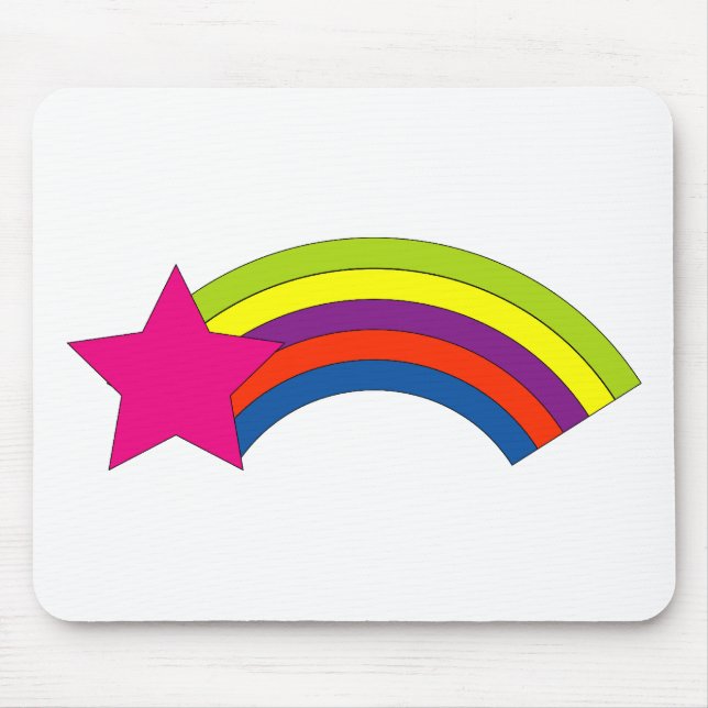 Girly Pink Star Rainbow Mouse Pad (Front)