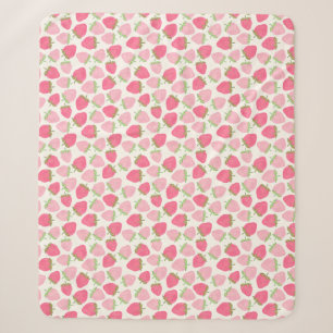 Girly Pink Strawberry Cute and Fruity Sherpa Blanket