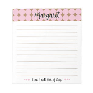 Girly Pink Tan Dots Pattern Script Notepad