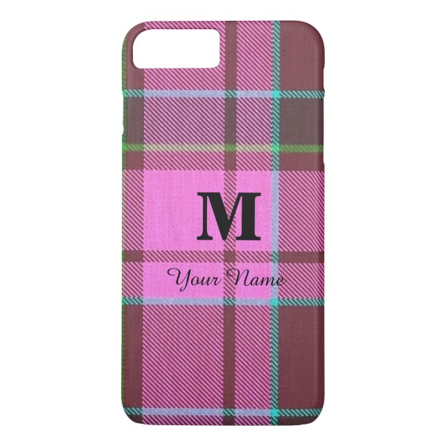 Girly pink tartan plaid personalized Case-Mate iPhone case (Back)