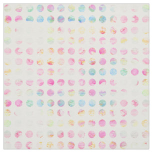 Girly pink teal blue watercolor polka dots pattern fabric
