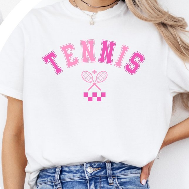 Girly Pink Tennis Minimalist - Cute Rackets  T-Shirt (Creator Uploaded)