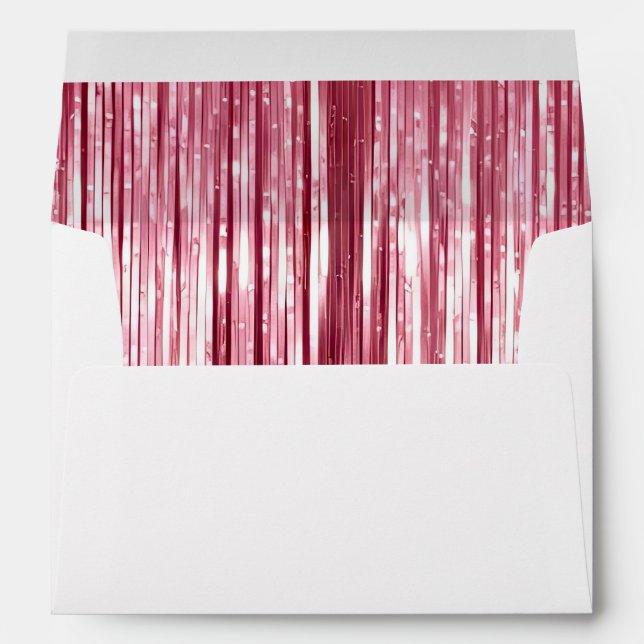 Girly Pink Tinsel Stripes Envelope (Back (Bottom))