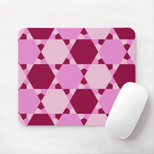 Girly Pink Triangle Optical Illusion Pattern Mouse Pad (With Mouse)