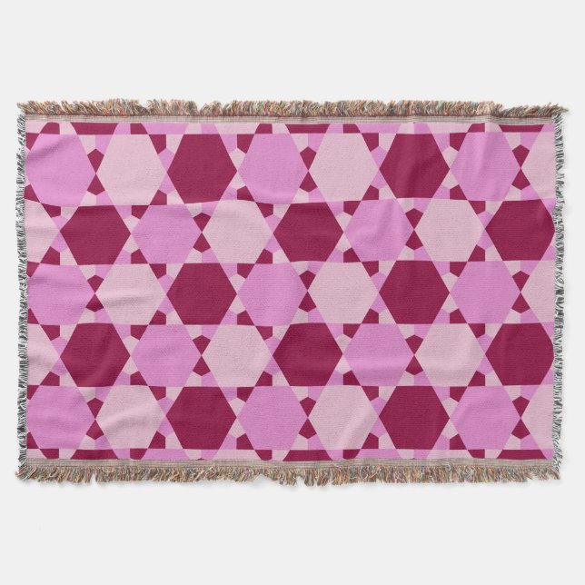 Girly Pink Triangle Optical Illusion Pattern Throw Blanket (Front)