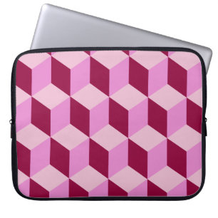 Girly Pink Tumbling Blocks Seamless Pattern Laptop Sleeve