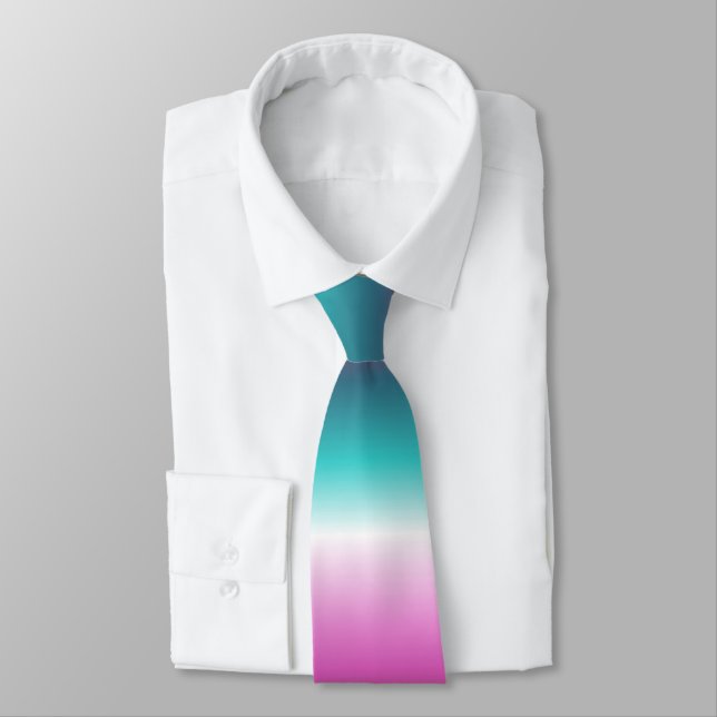 girly pink turquoise teal aqua ombre mermaid tie (Tied)