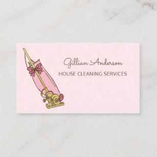 Girly Pink Vacuum Cleaner House Cleaning Services Business Card