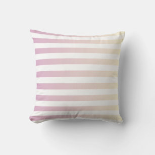 Girly Pink Vanilla Gradient Stripes Throw Pillow