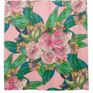 Girly Pink Watercolor Floral Hand Paint