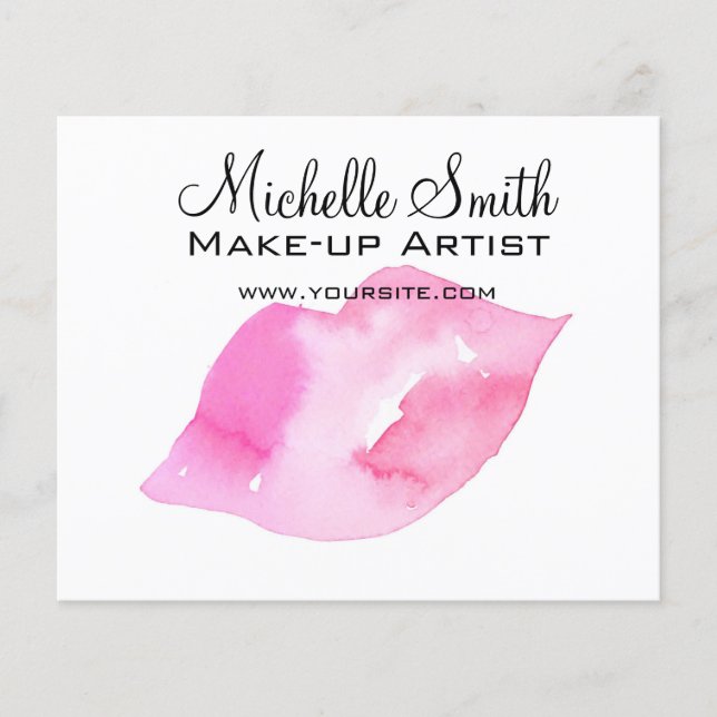 Girly Pink Watercolor Lips Makeup Artist Beauty  Flyer (Front)