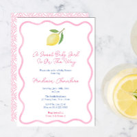 Girly Pink Wavy Line Lemon Sweet Baby Girl Shower