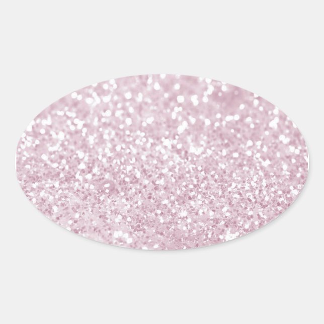 Girly Pink White Abstract Glitter Photo Print Oval Sticker (Front)