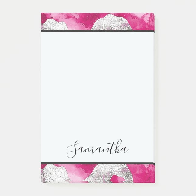 Girly Pink White Abstract  Post-it Notes (Front)