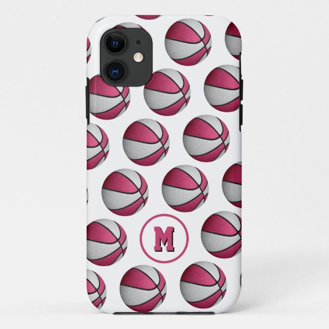girly pink white basketballs pattern monogrammed Case-Mate iPhone case (Back)