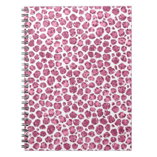 Girly Pink White Glam Glitter Leopard Print   Notebook