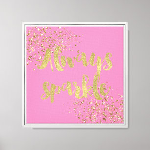 Girly Pink White Gold Confetti Sparkle Canvas Print