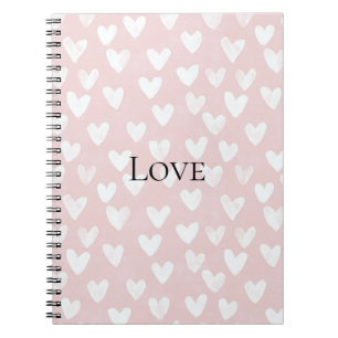 Girly Pink White Hearts   Notebook