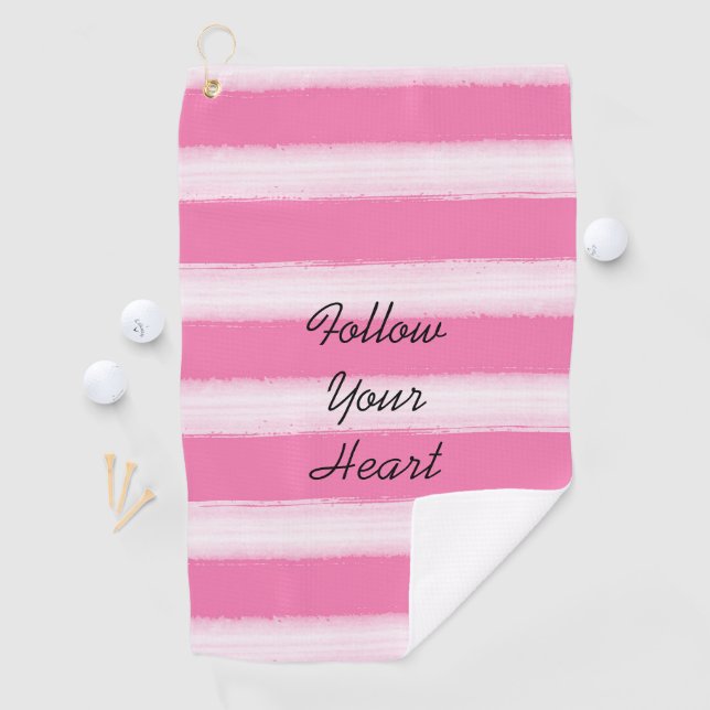 Girly Pink White Stripes  Golf Towel (InSitu)