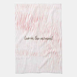 Girly Pink White Watercolor Animal Zebra Print Kitchen Towel