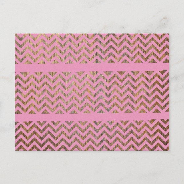 Girly Pink Wood Chevron Zigzag Andes Pattern Postcard (Front)