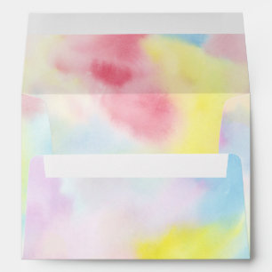 Girly Pink Yellow Blue Tie Dye Envelope
