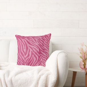 Girly Pink Zebra Animal Print Throw Pillow